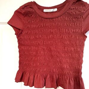 Altar'd State Rust Smocked Ruffle Top ( Size M)